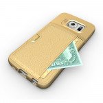Wholesale Samsung Galaxy S6 Credit Card Fiber Hybrid Case (Champagne Gold)